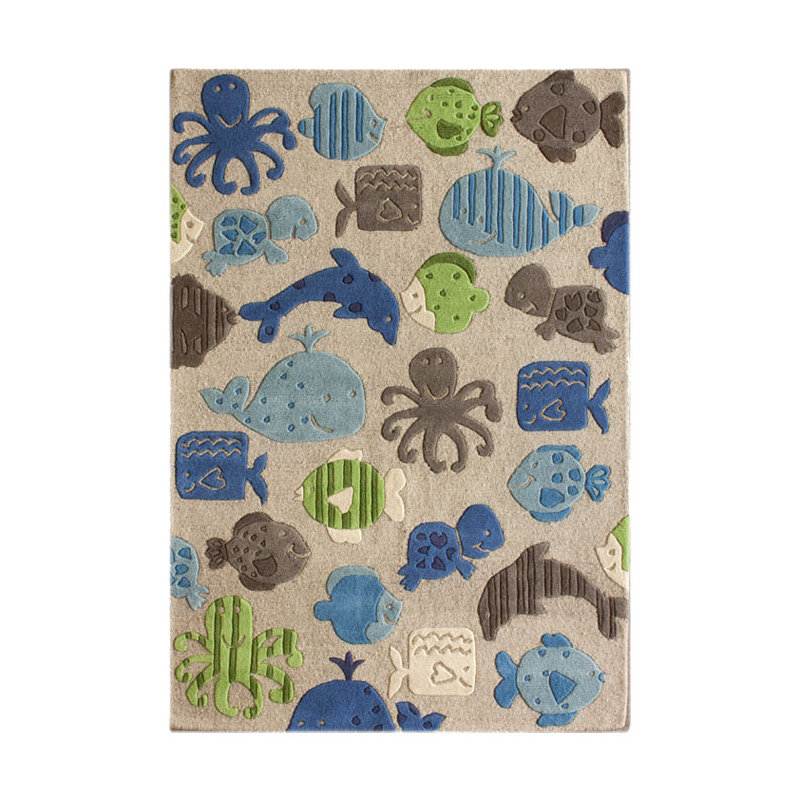 Tapis gris KinderLOOM Ocean World, Rectangle 3 pi 6 po x 5 pi 6 po