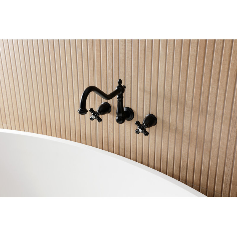 Kingston Brass Duchess Two-Handle 3-Hole Wall Mount Roman Tub Faucet, Matte Black