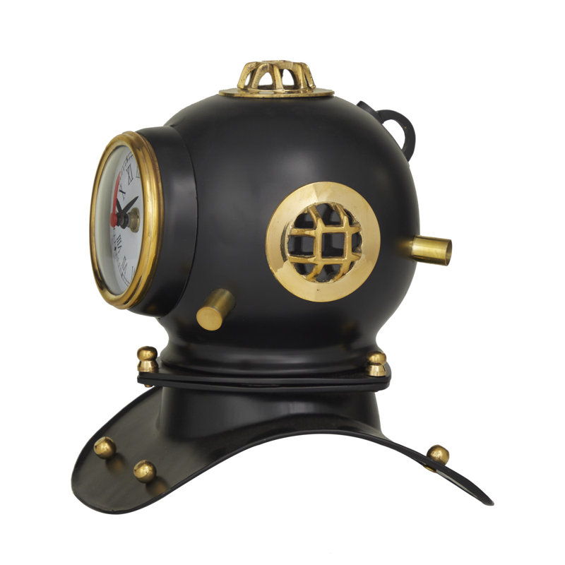 Horloge nautique en laiton, Noir, H 7,95 po x l 7,7 po x P 7,25 po