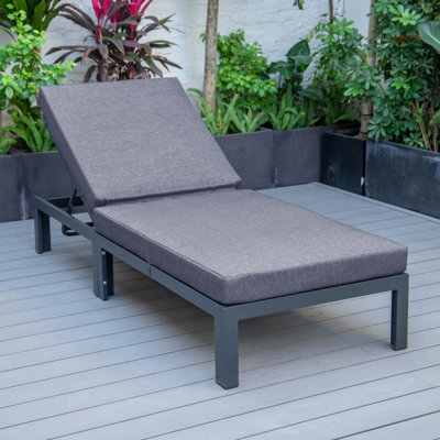 Adjustable Chaise Lounge Chair – Outdoor Patio Recliner, Poolside Lounger, Garden Lounge Chair with Headrest & Cushions, Weather & UV Resistant