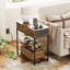 Table de bout Reggis de 24 po avec prises de courant et port USB, table d'appoint avec tiroir et 2 tablettes, table d'appoint Farmhouse pour petits espaces, table de bout avec tiroir pour le salon, la chambre à coucher-1487747540