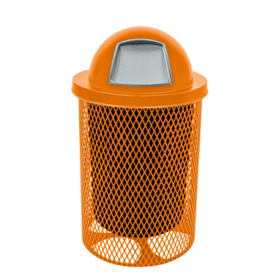Coated Outdoor Furniture 32-Gal Trash Can, Textured Orange, Expanded