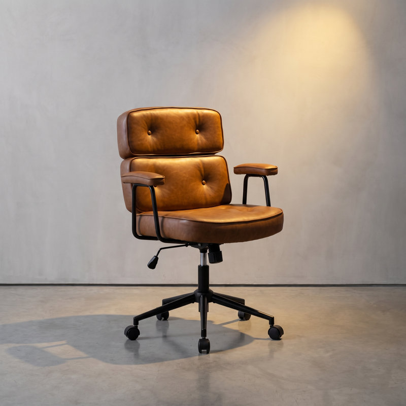 Chaise de bureau ergonomique en similicuir à haut dossier, Brown