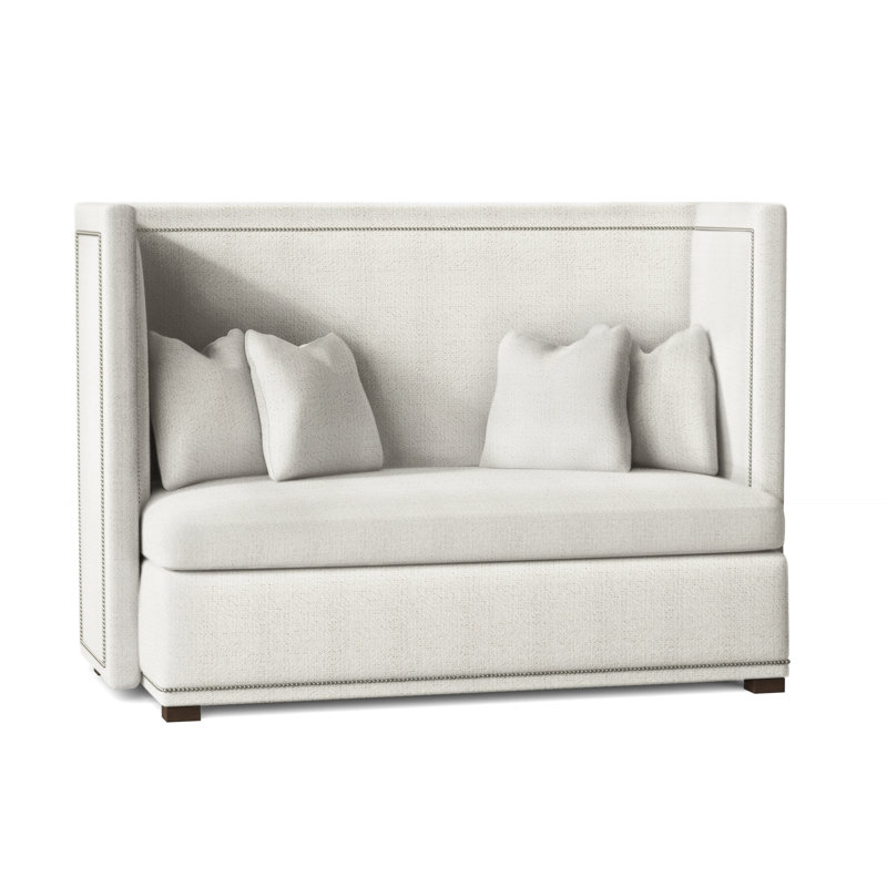 Marcourt Upholstered 73'' Banquette, Nickel, Molasses, Boucle 1146-111