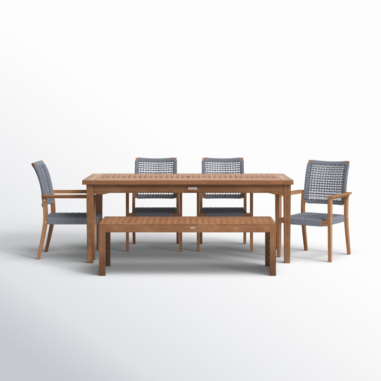 Fleur 76'' Rectangular 7 - Person Outdoor Dining Set