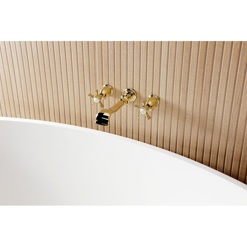 Kingston Brass Hamilton Two-Handle 3-Hole Wall Mount Roman Tub Faucet, Polished Brass