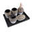 Retro Stripe Bathroom Counter Organizer Set, Complete Ceramic Washroom Essentials with Soap Dish and Lotion Dispenser, Elegant Home Bath Decor