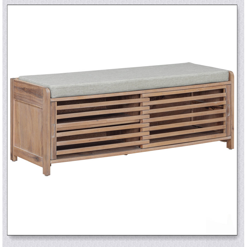 Banc à chaussures avec rangement et coussin, conception à volets vieillis pour le salon et l'entrée, charme rustique et rétro