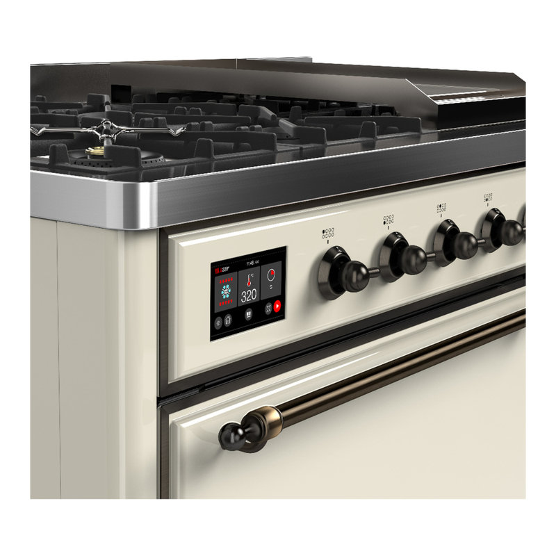 Majestic III Series 48 Inch Dual Fuel Range with 5 Sealed Burners, Griddle, Frenchtop in Matte Graphite (Natural Gas, Burnished Trim)