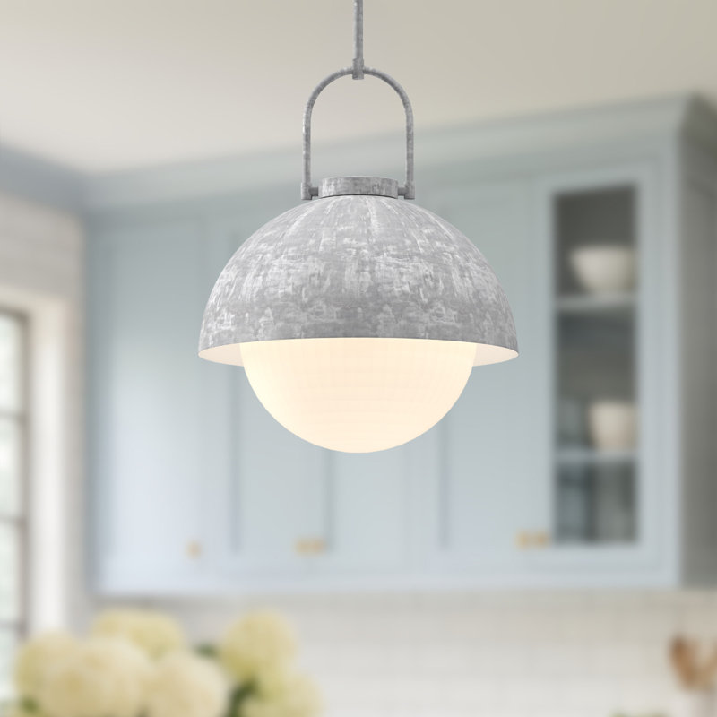 Luminaire suspendu en forme de dôme à 1 lumière Harper, Acier