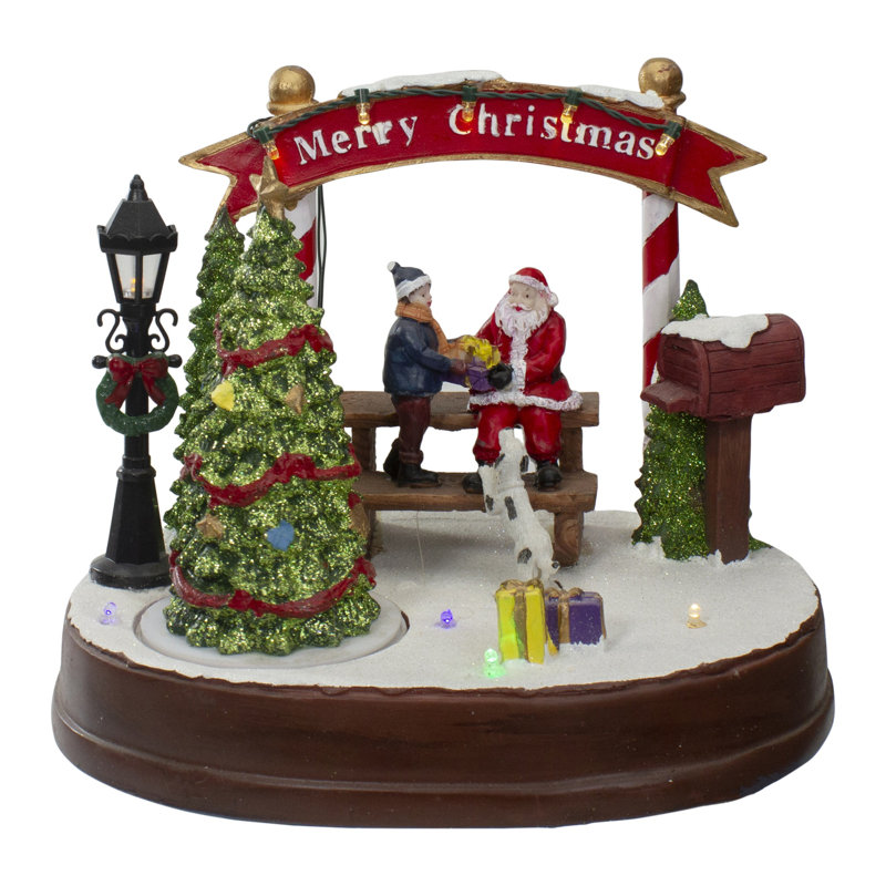 8" Lighted Winter Christmas Scene with Music and a Turning Tree