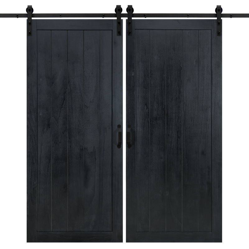 Porte de grange coulissante Cottage, 84 po x 42 po, Nuit noire, 2