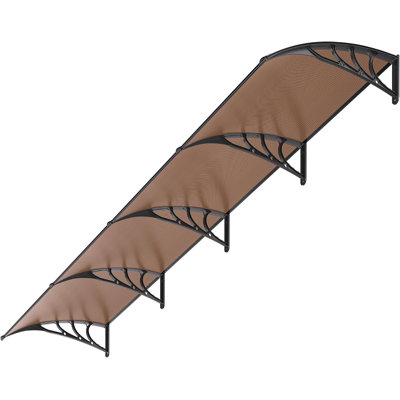 Polycarbonate Window Door Awning Canopy Brown with Black Bracket