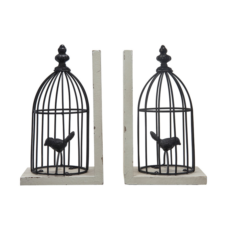 Ensemble de 2 serre-livres cage à oiseaux