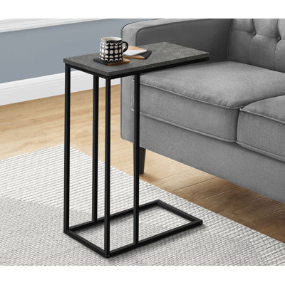 Table d'appoint, en forme de C, bout, côté, collation, stratifié gris, métal noir, contemporain, moderne