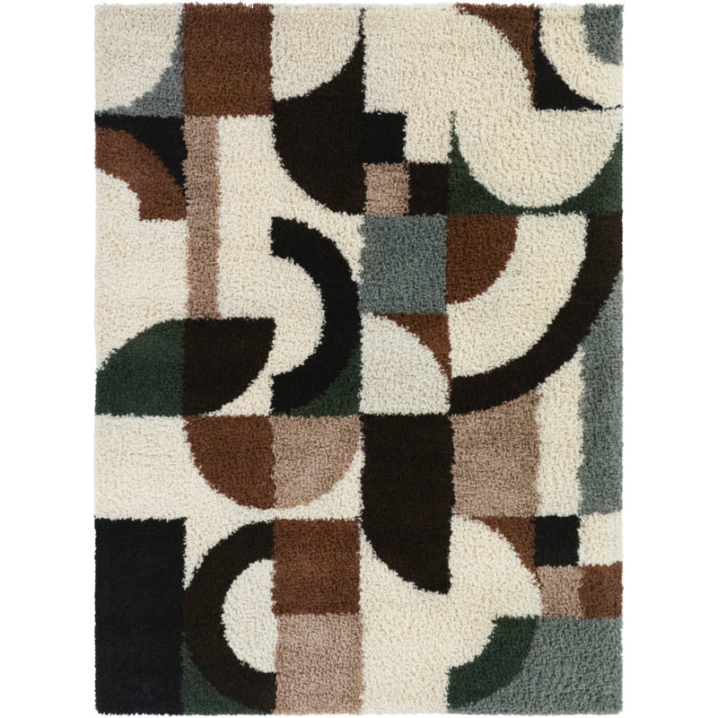 Richard Pink/Brown Modern Geometric Area Rug, Rectangle 5'3" x 7'