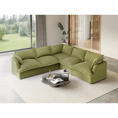Modular Sectional Couch Down Filled Sofa, Comfty Convertible Deep Seat Cloud Couch For Living Room, Detachable Washable Couches Cushion Covers