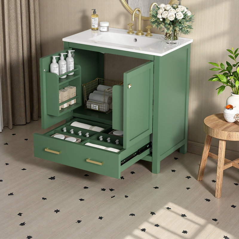Meuble-lavabo vert 30 po avec lavabo simple