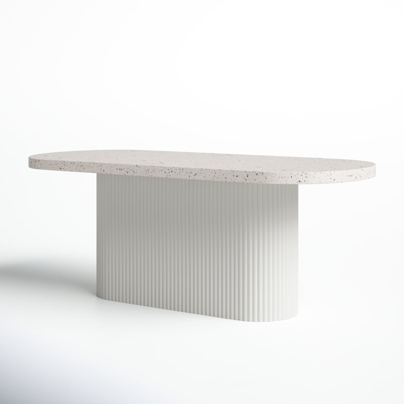 Contemporary Gray Terrazzo Oval Outdoor Dining Table