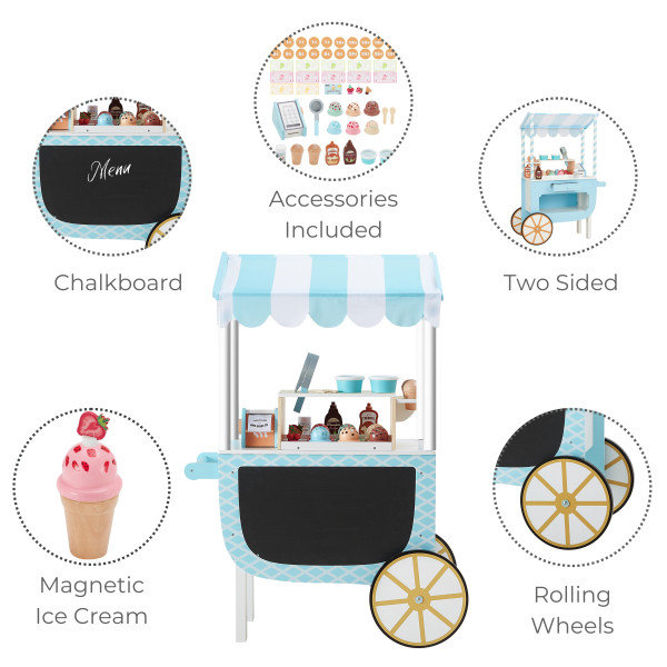 Teamson Kids Ice Cream Play Carts & Stands Set