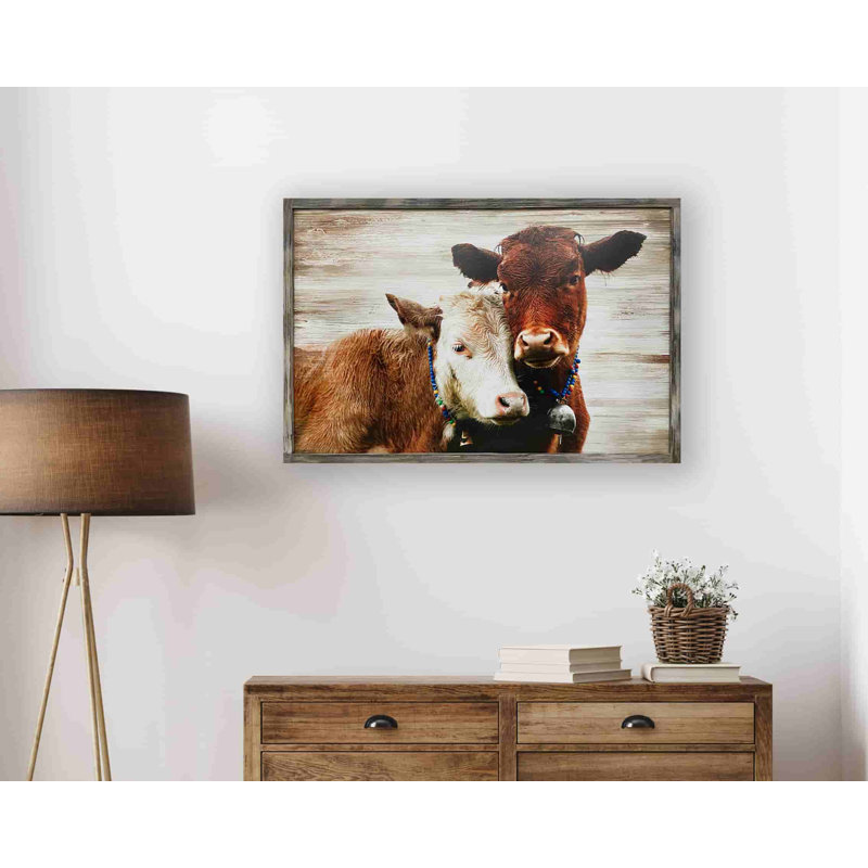 Deux vaches romantiques - impression sur toile tendue, H 24 po x l 36 po x P 1,5 po