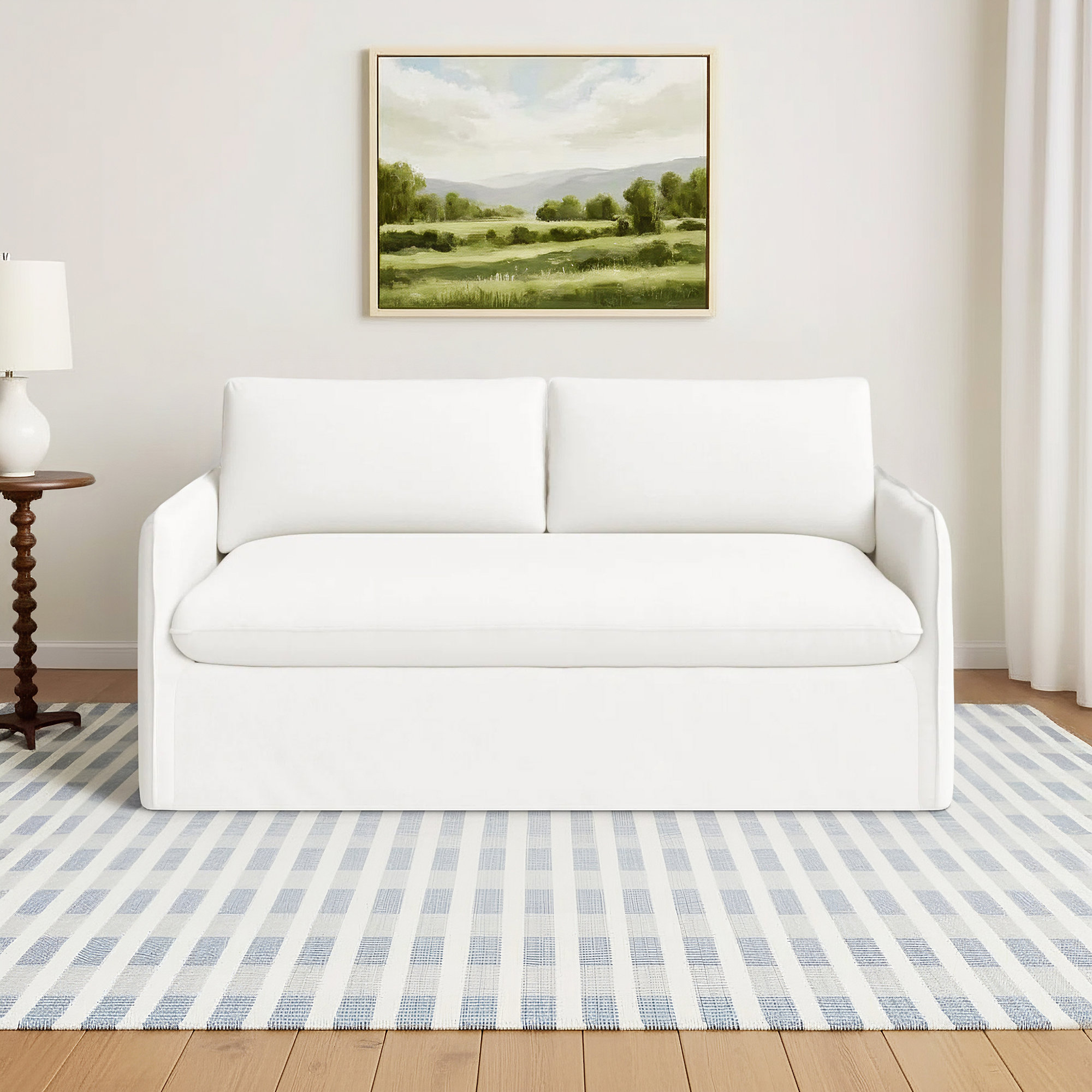 Bellatrix 72'' Upholstered Loveseat, Bayou Off White Canvas