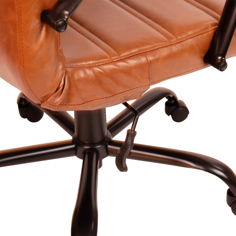 High Back Executive Swivel Office Chair with Metal Frame and Arms, Black/Brown