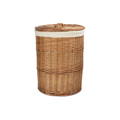 Wicker Round Laundry Hamper Basket with Lining