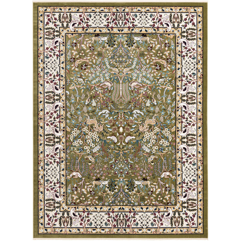 Tapis traditionnel Kelayeh couleur lierre, Rectangle 9 pi x 12 pi