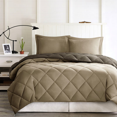3m King Comforter With Down Alternative, Diamond Quilting, 2 Shams, Reversible, Machine Washable Alternative King, , Zippered For Warmth