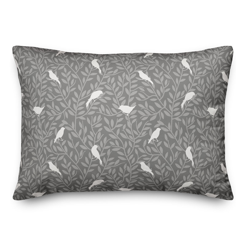  Coussin décoratif intérieur / extérieur en polyester à imprimé animal, Gris, H 14 po x l 20 po