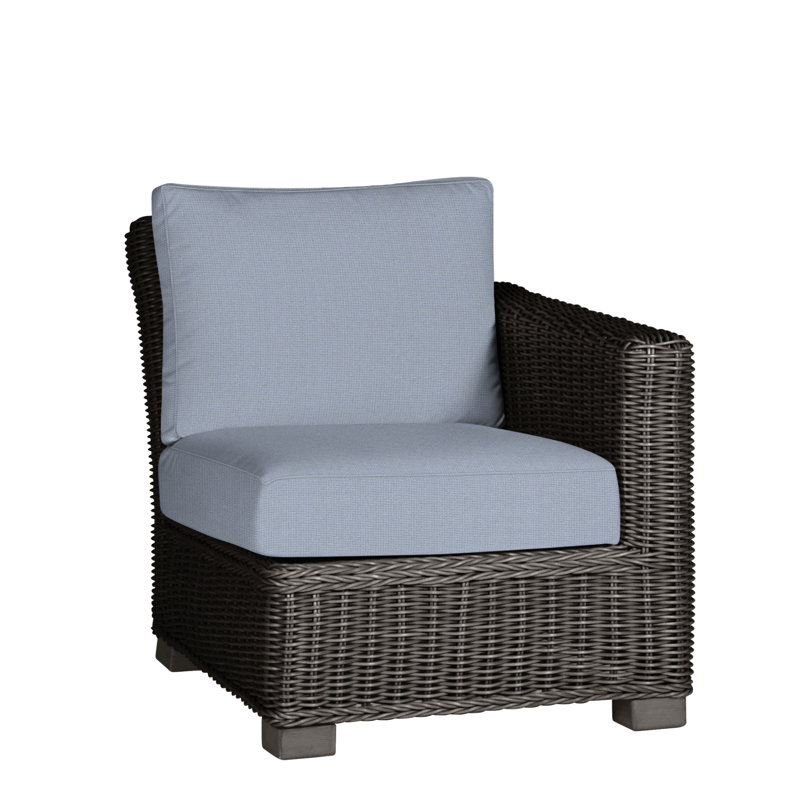 Canapé modulaire rustique tissé à droite - gris ardoise, Gris ardoise, Welt, Sunbrella® ‑ Arbor Chambray colombe