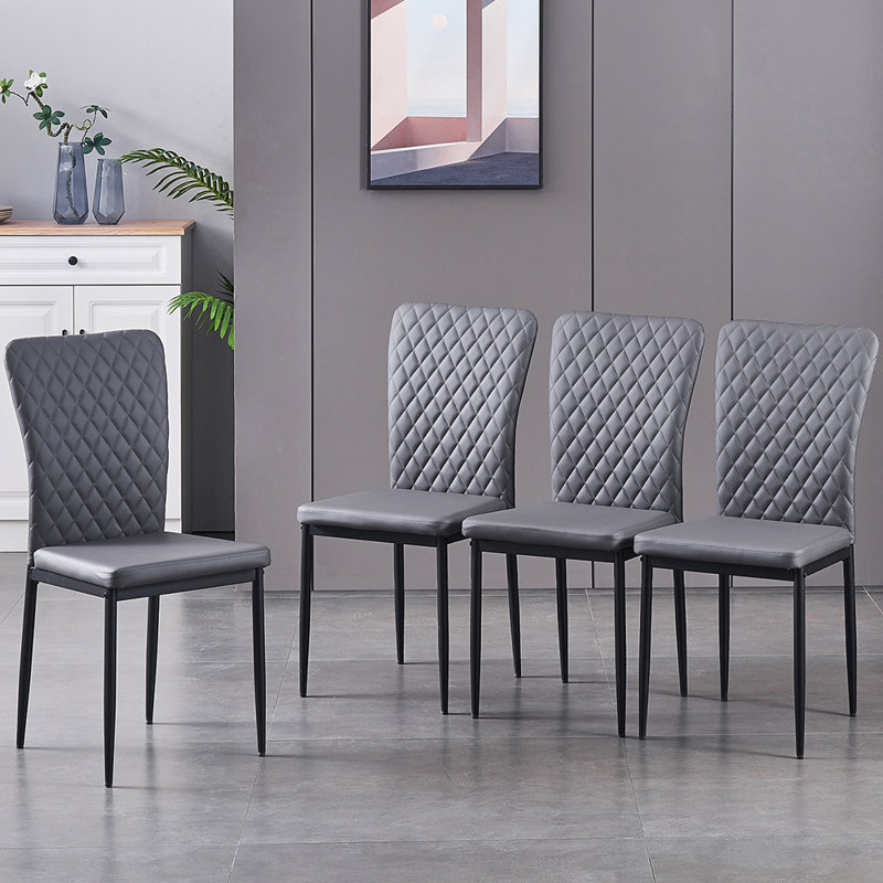 Chaises de salle à manger Behudin, Gris, Noir