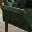 Fauteuil d'appoint en chenille olive rembourré avec pieds en bois d'hévéa massif incurvé
