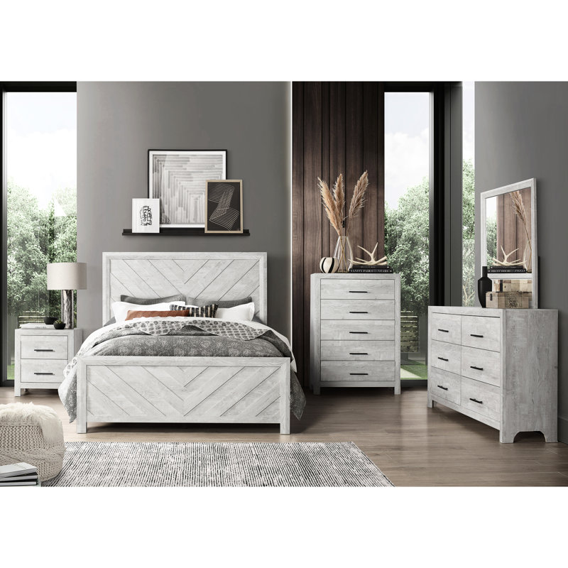 Lit double contemporain gris avec tête de lit de soutien pour lit gris, fabrication moderne et bois