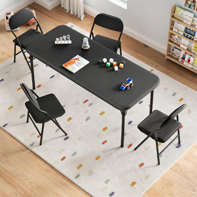 Ensemble de table et chaises pliantes 5 pièces pour garçons et filles, ensemble de table d'activités pour tout-petits et chaises avec 1 table rectangulaire et 4 chaises, convenant à la garderie, aux salles de classe et aux salles à manger