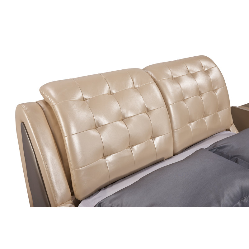 Iden Upholstered Platform Bed, Queen, Gold