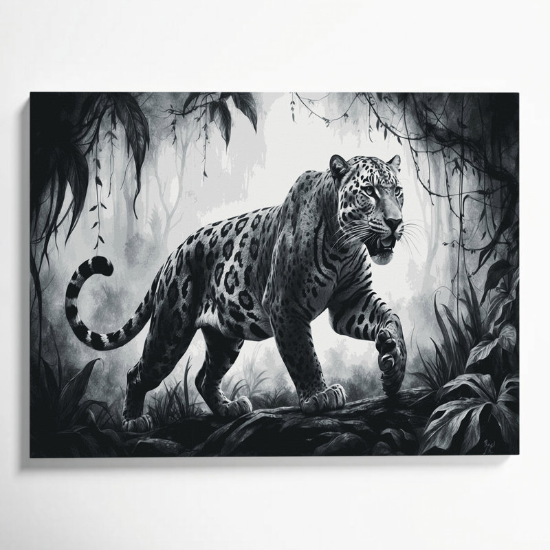 Art mural sur toile noir Wildlife Jaguar