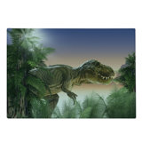 Ambesonne Jurassic Cutting Board Large Size Dinosaur in the Jungle Peach Green Blue
