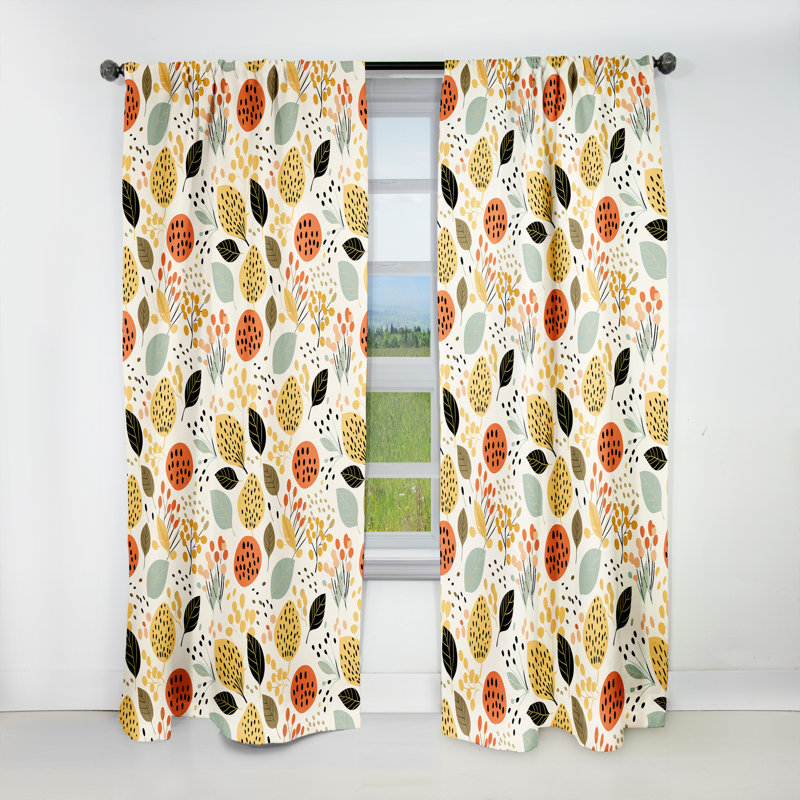 Feuilles de couleur douce motif tropical I - panneaux de rideaux tropicaux, L 52 po x L 108 po
