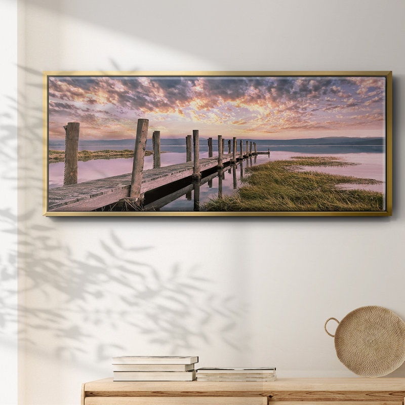 Ciel encadré sur toile, Or, H 24 po x l 60 po x P 1,5 po