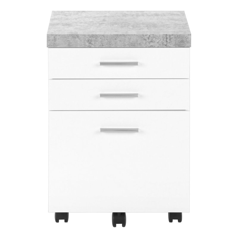 Classeur mobile à roulettes avec tiroirs de rangement, Gris / Blanc