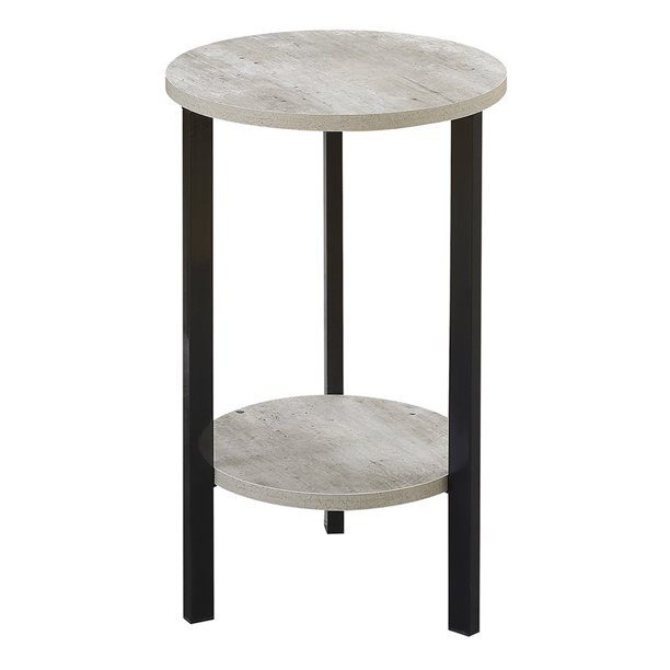 Support à plantes rond Migues, H 31,5 po x L 15 po x l 15 po, Faux bouleau / noir