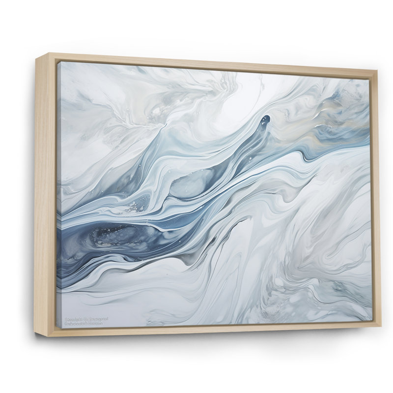 Gris et bleu, charme de glacier, liquide - Art mural glacier, H 30 po x l 40 po, Reproduction avec cadre flottant, Naturel