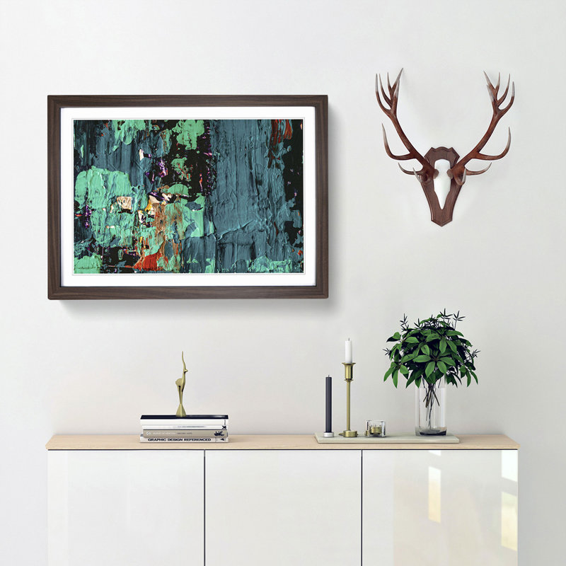 Abstract Art Painting Vol.229 by S.Johnson - Picture Frame Painting Print, Walnut Framed, 36cm H x 48cm W x 2cm D
