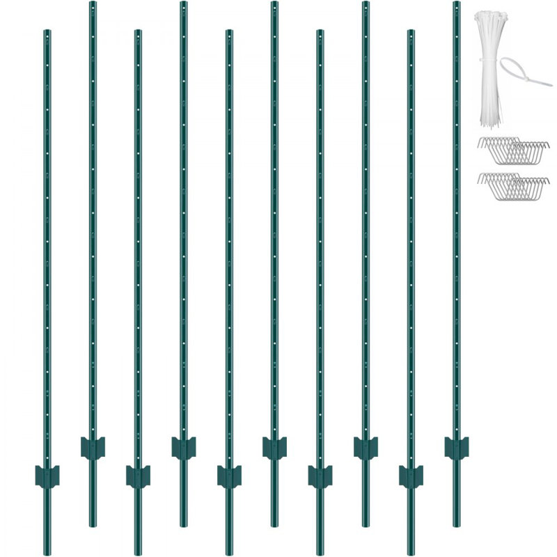 Paquet de 10 poteaux de clôture T-Post, H 71,94 po x l 0,59 po x P 3,41 po