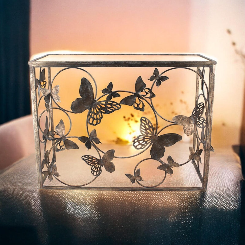 Contemporary 102cm Glass Top Console Table - Hand-Finished Butterfly Design for Entryway, Hallway and Living Room