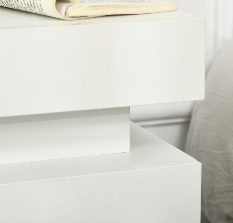 45 cm W Bedside Table, White
