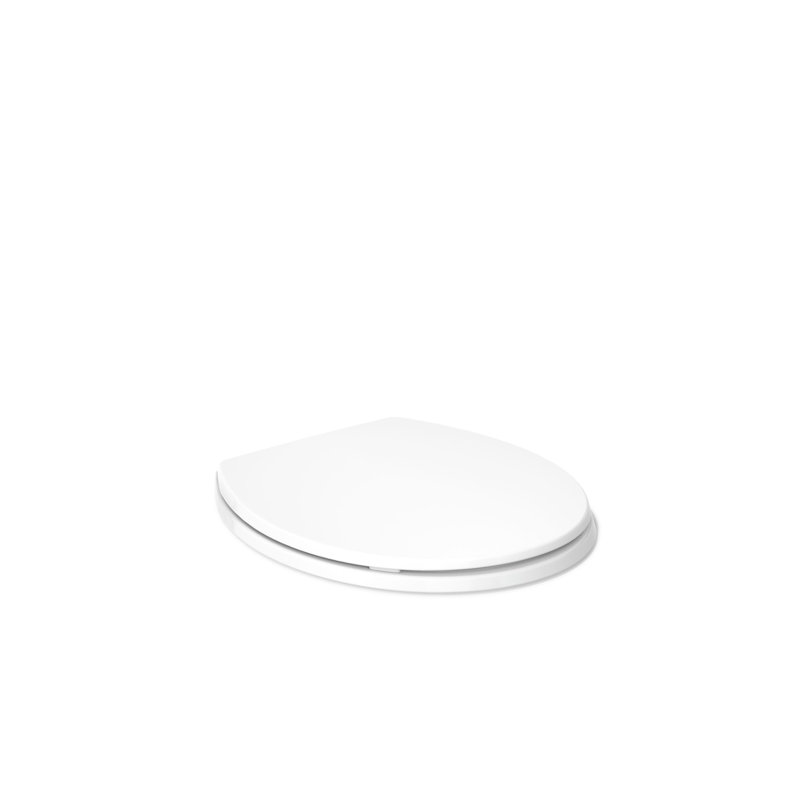 Brevia Toilet Seat with Quick-Release Hinges and Grip-Tight Bumpers, White, Round