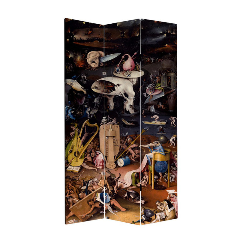 84" x 38.75" Tall Double Sided Garden of Delights Canvas 3 Panel Room Divider